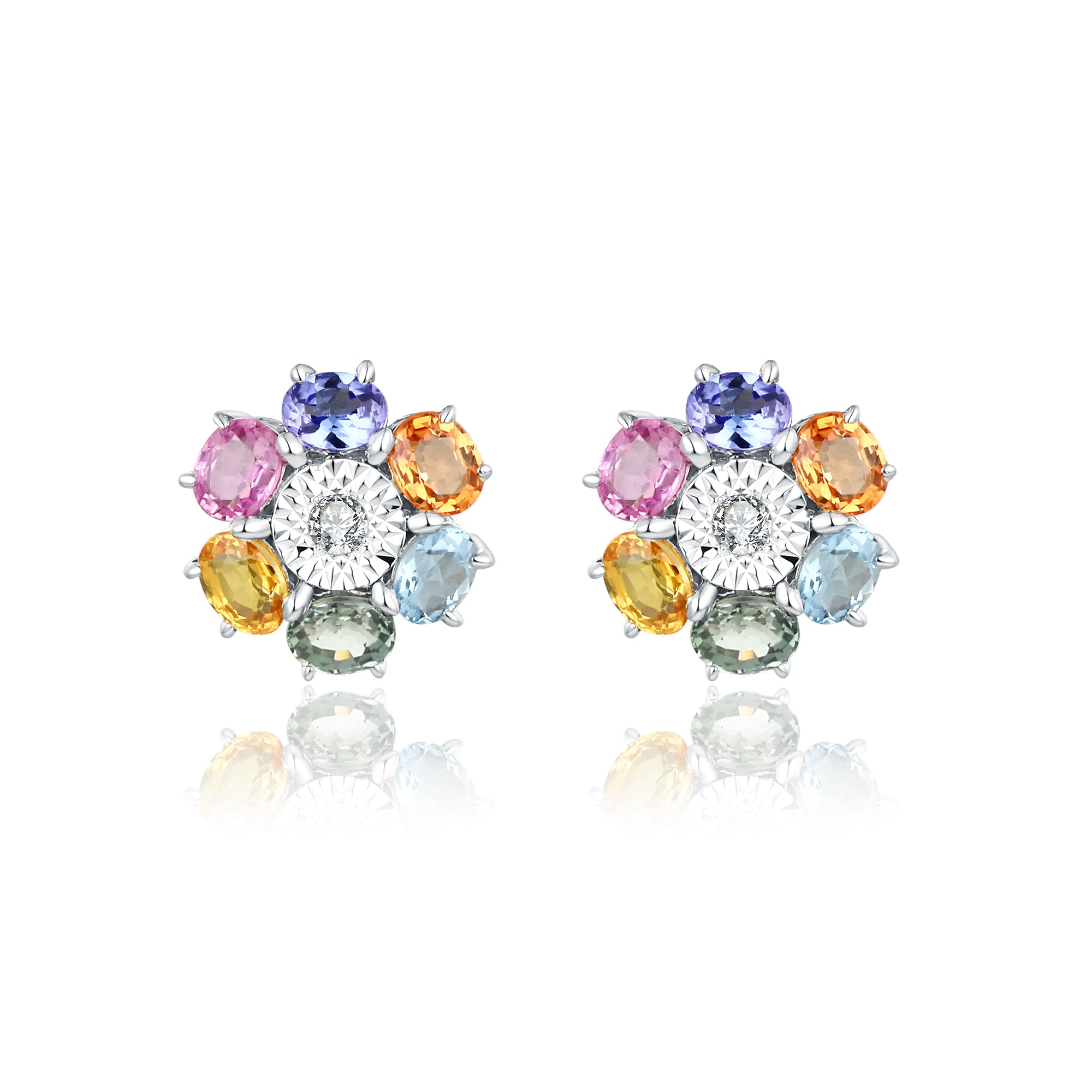 Colour Sapphire and Diamond Earrings