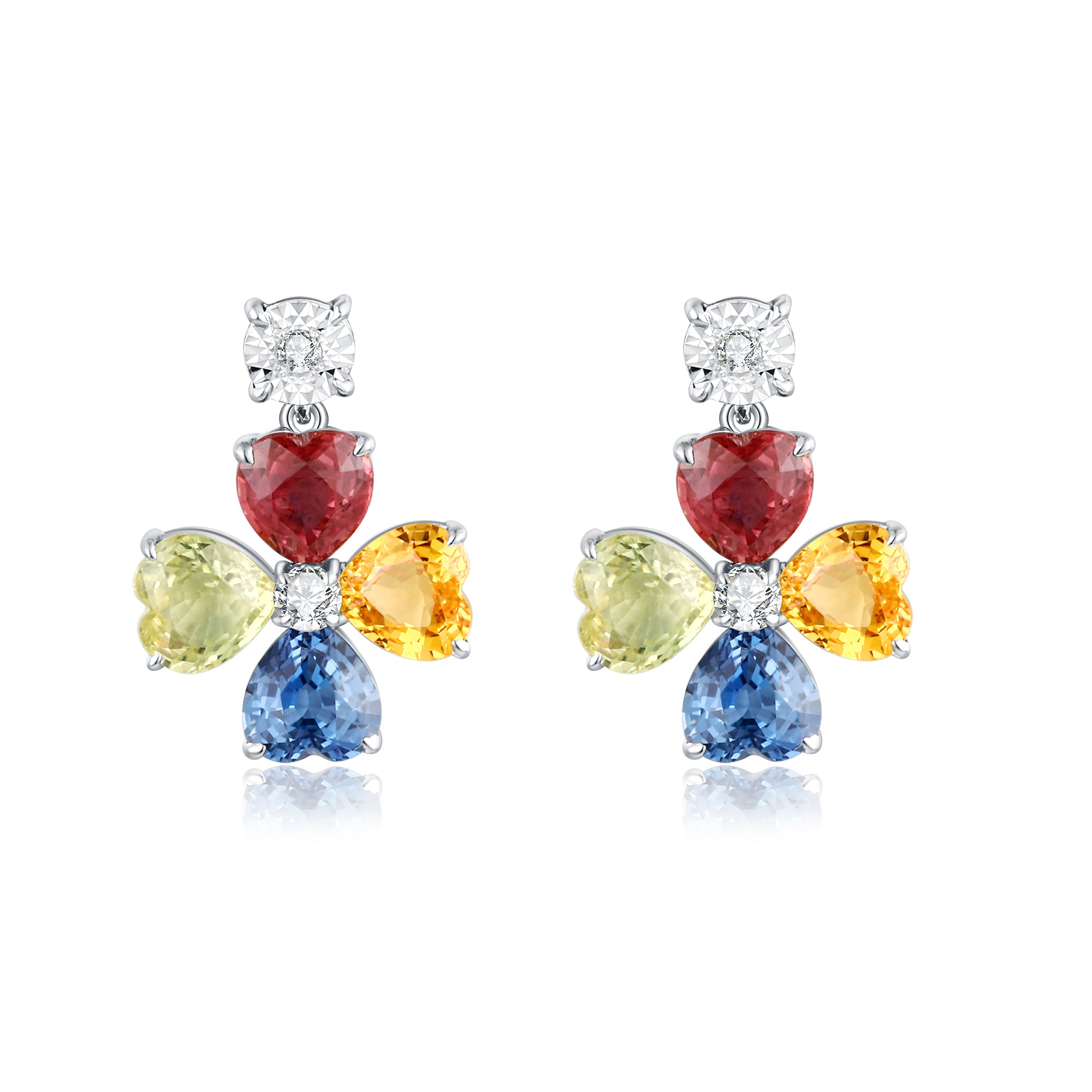 Colour Sapphire and Diamond Earrings