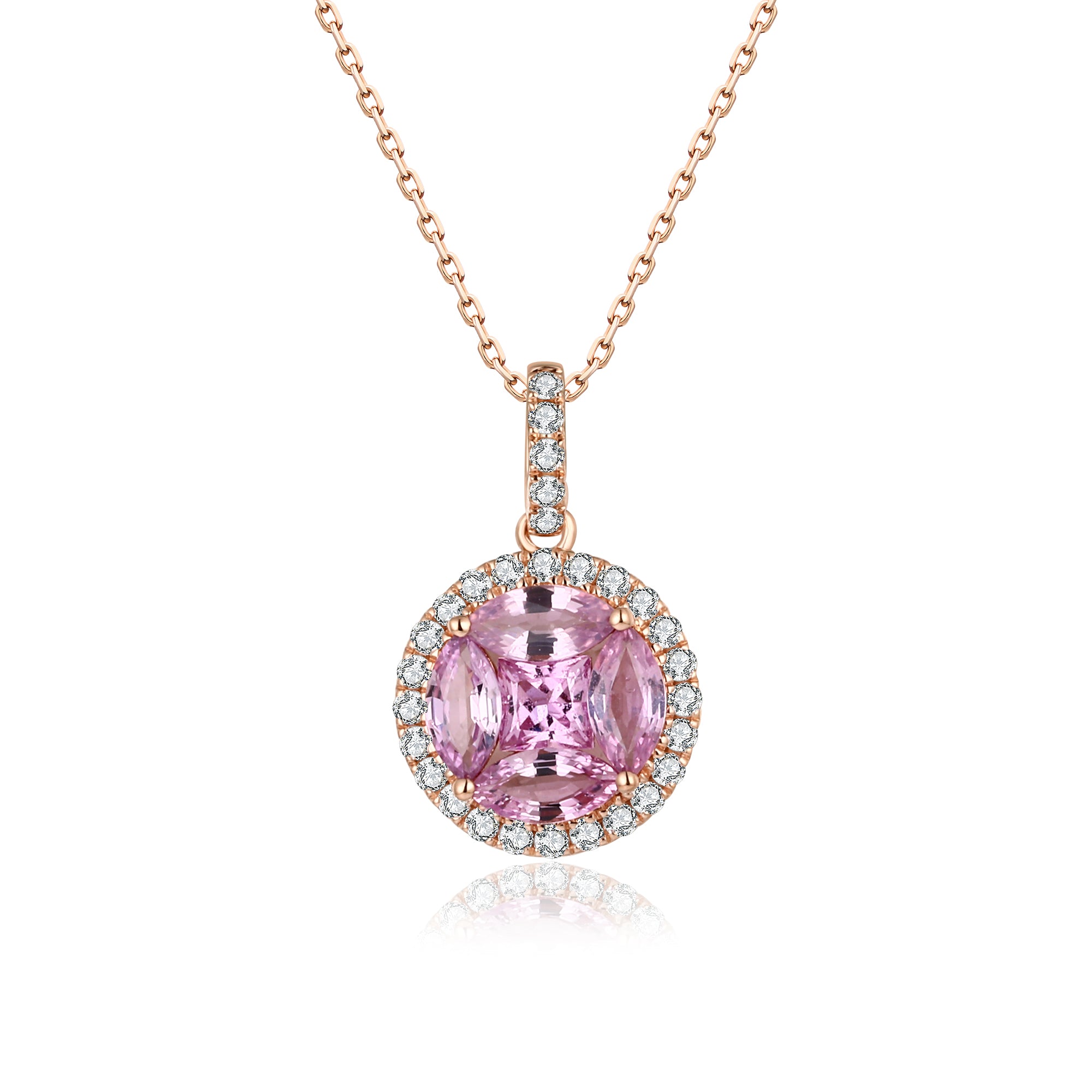 Pink Sapphire and Diamond Pendant