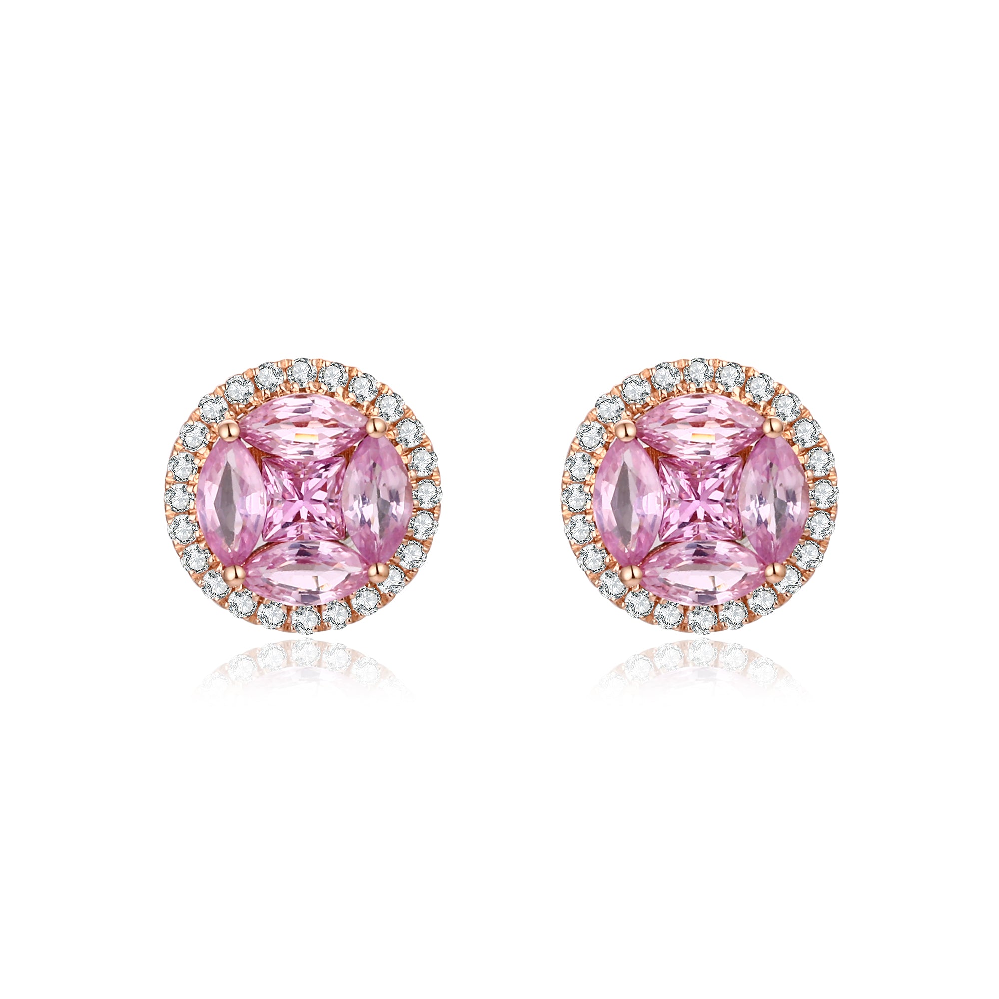 Pink Sapphire and Diamond Earrings