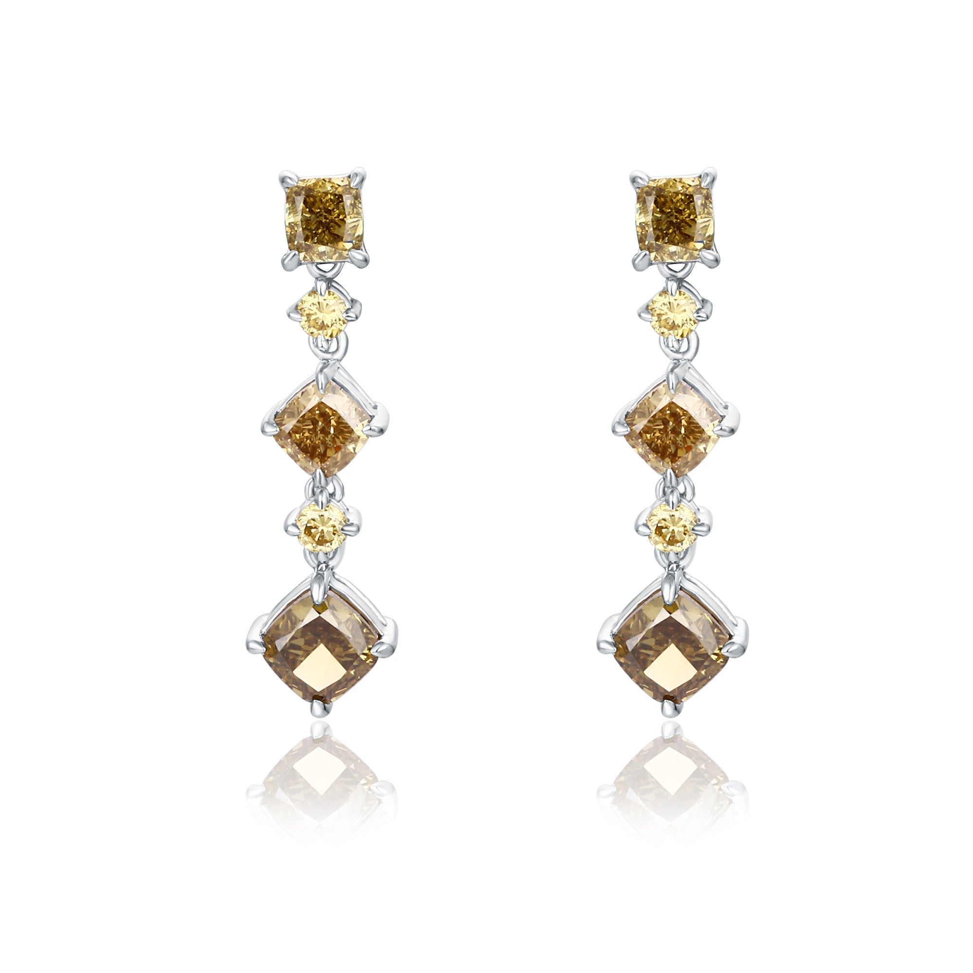 Multi Shape Natural Colour Diamond Earrings