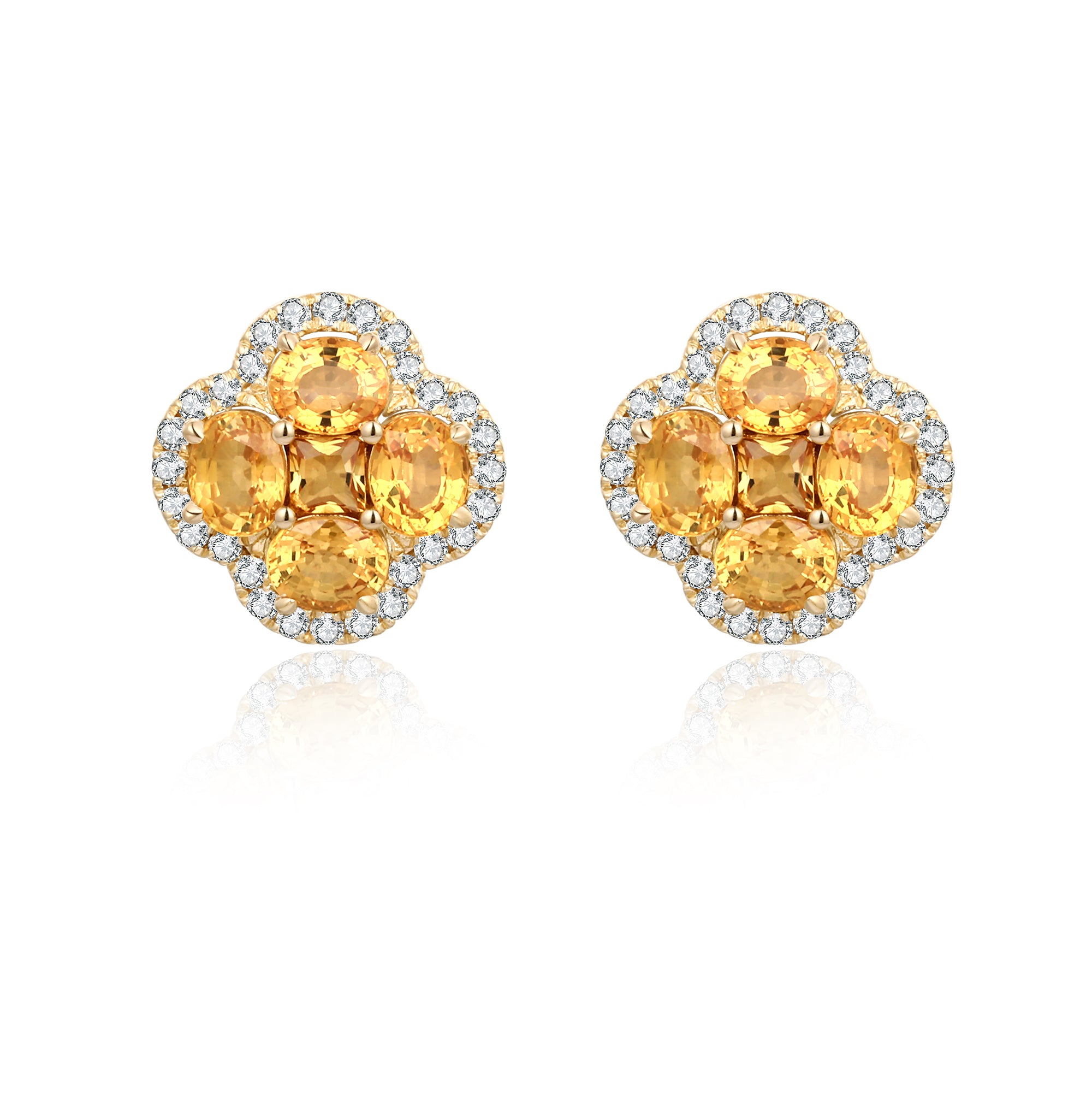 Yellow Sapphire and Diamond Earrings