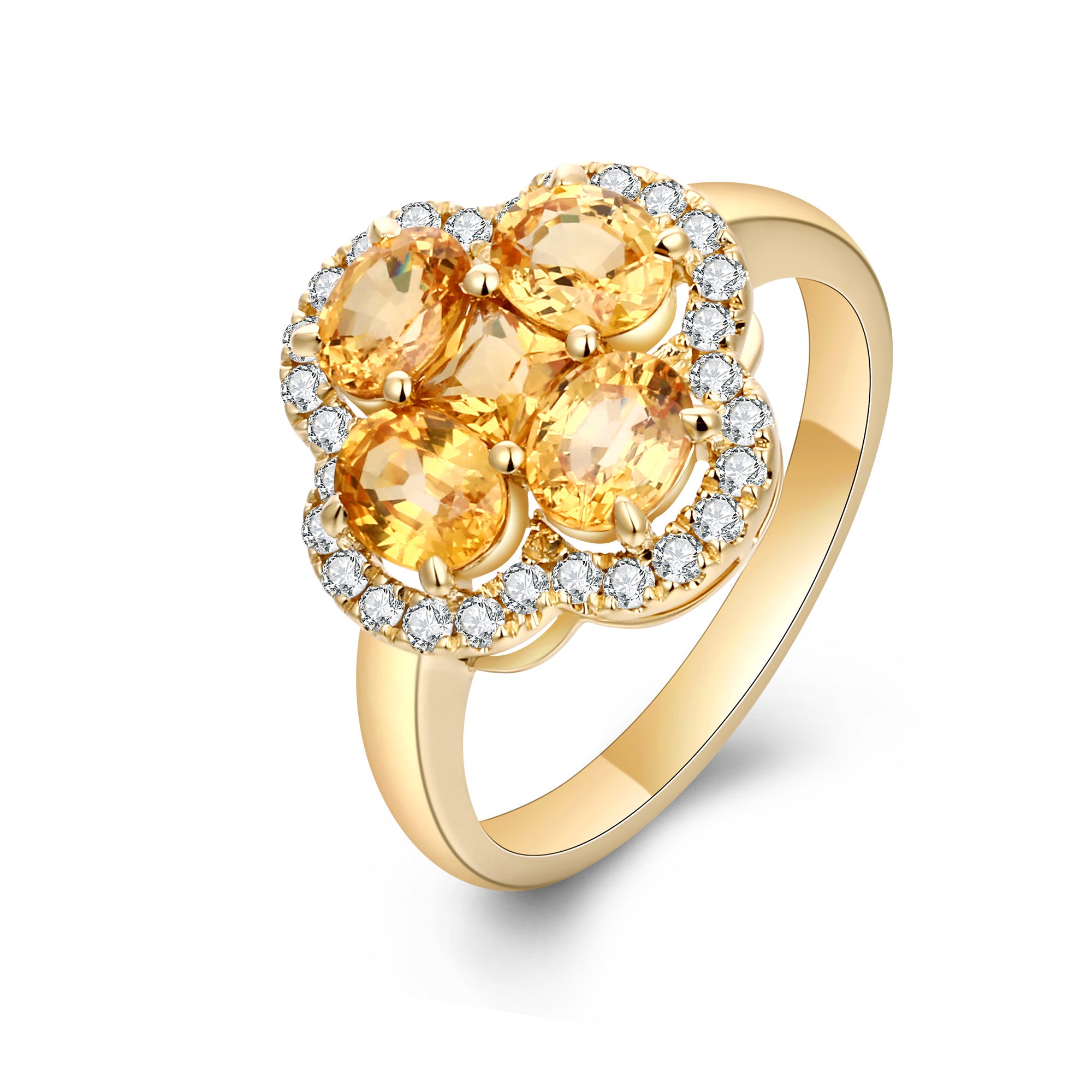 Yellow Sapphire and Diamond Ring