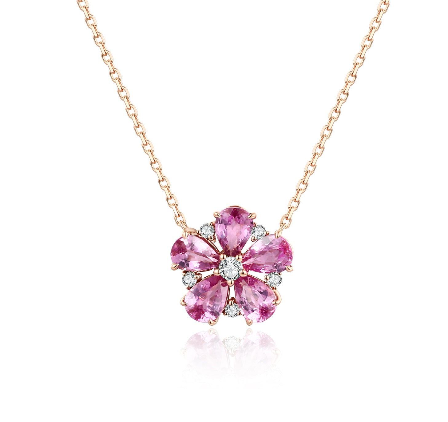 Pink Sapphire and Diamond Pendant