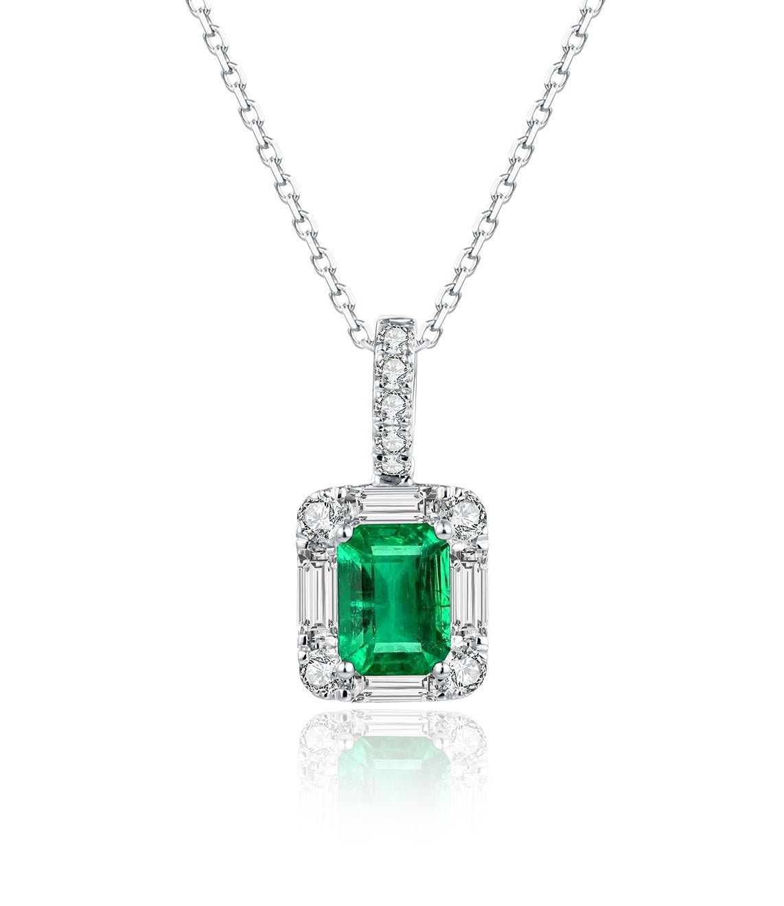 Natural Emerald and White Diamond Pendant