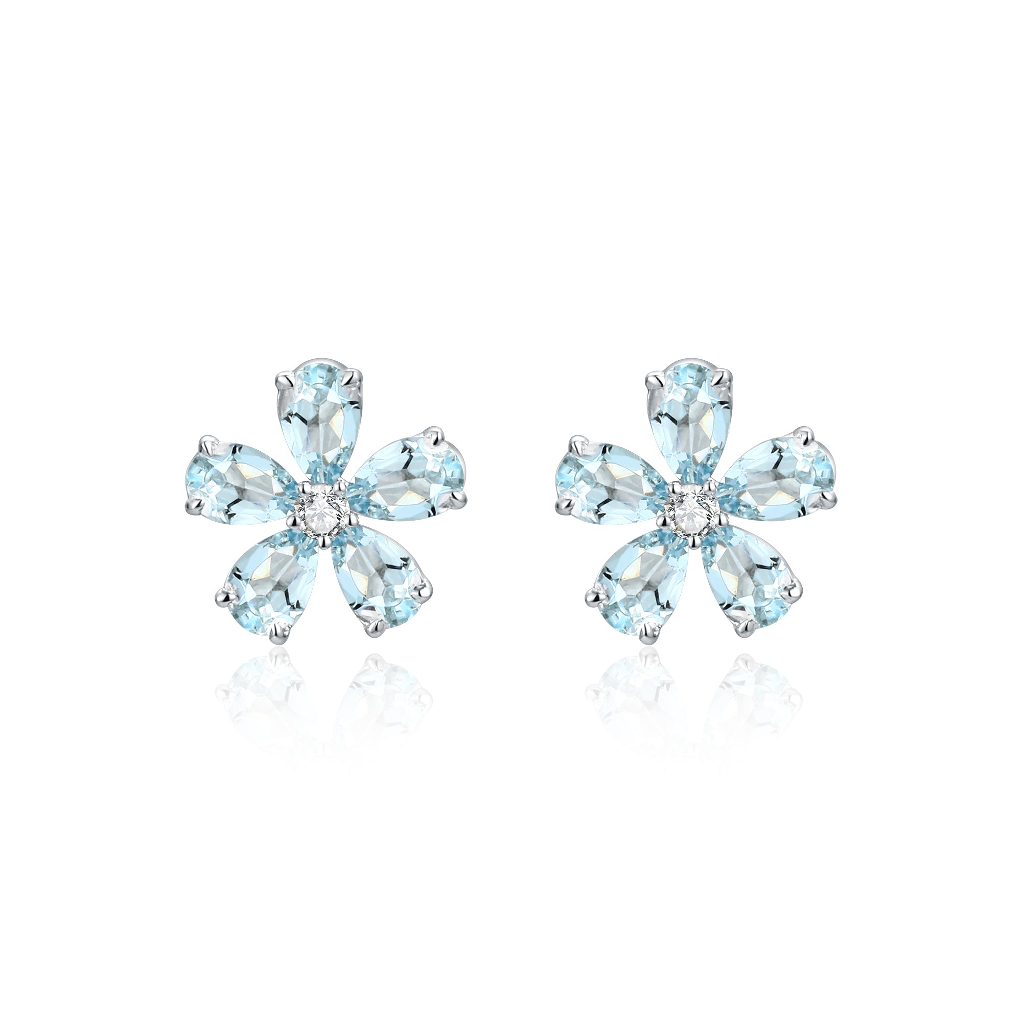 Natural Aquamarine and White Diamond Earrings