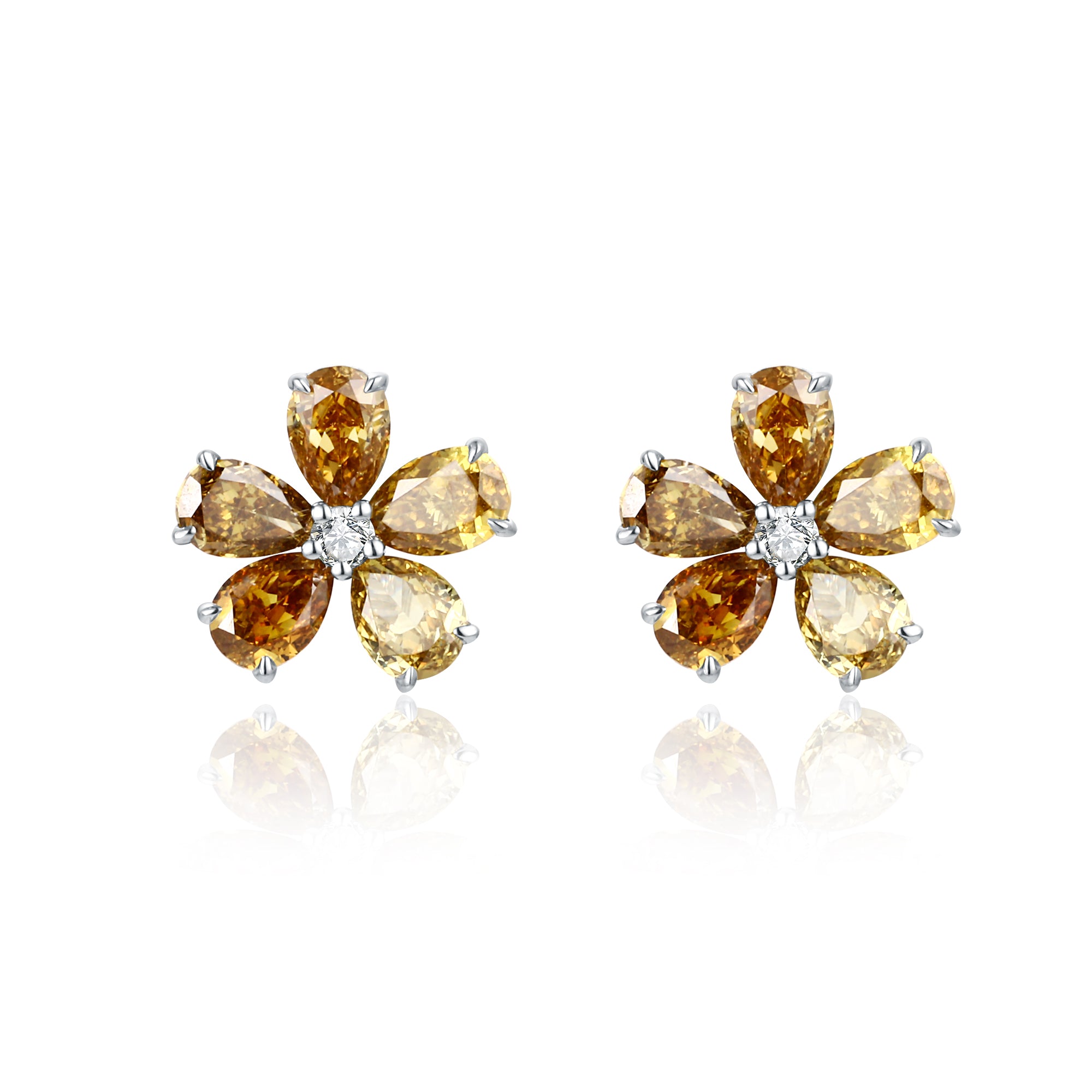 Natural Colour Diamond and White Diamond Earrings