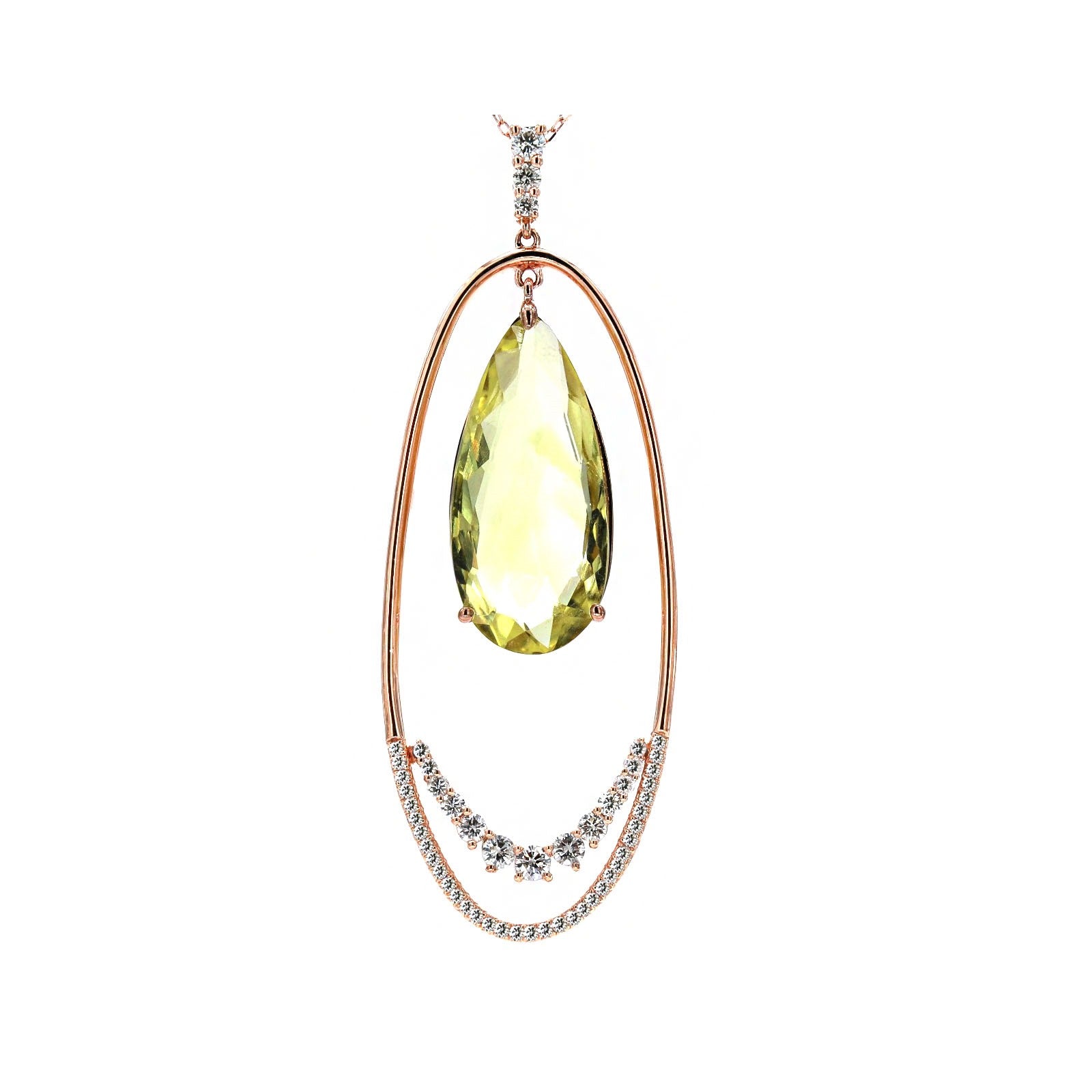 Lemon Quartz White Diamond Pendant