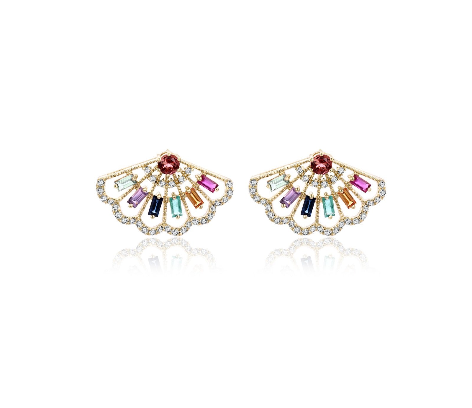 Multi Sapphire and Diamond Earrings