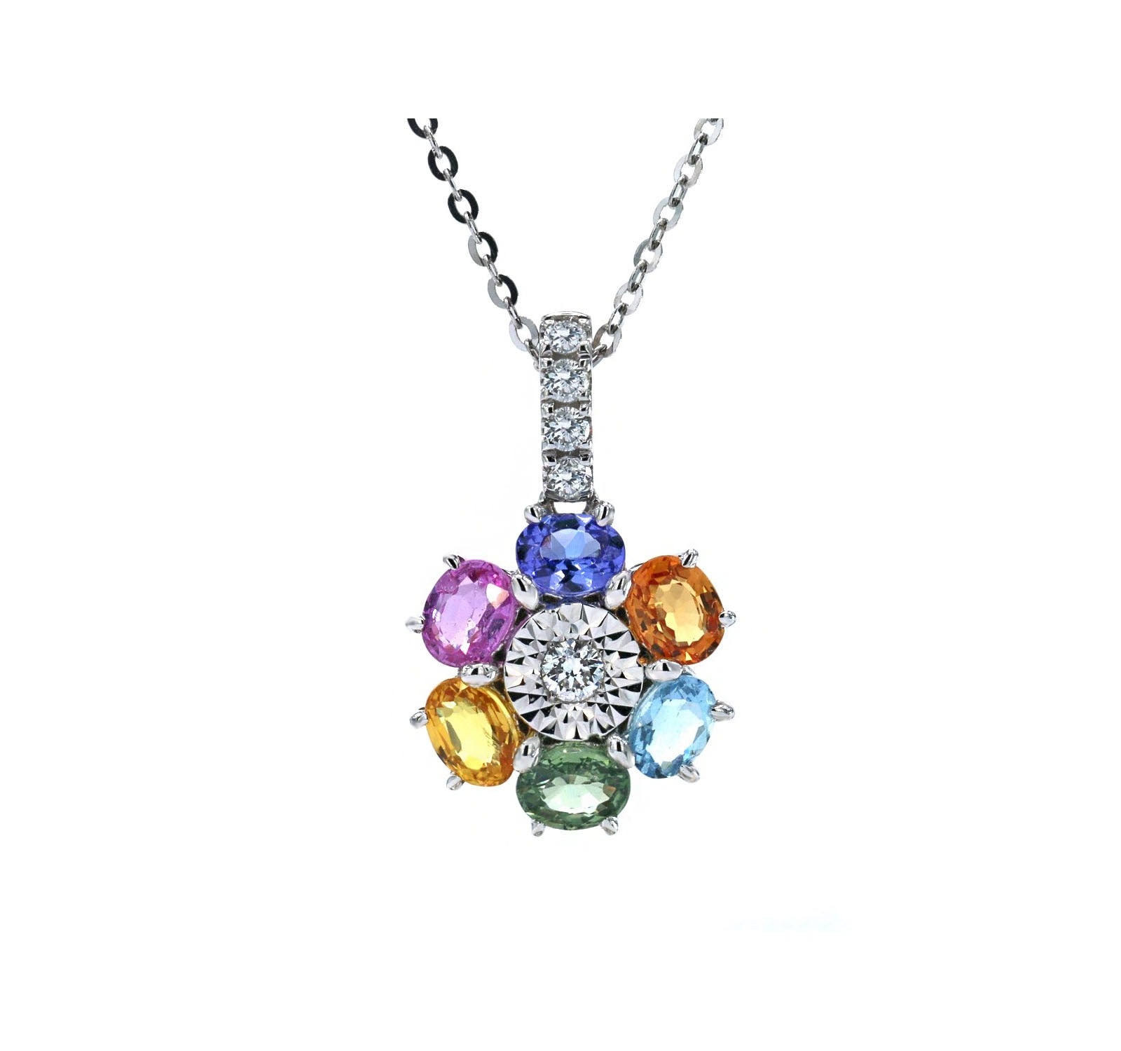 Colour Sapphire and Diamond Pendant