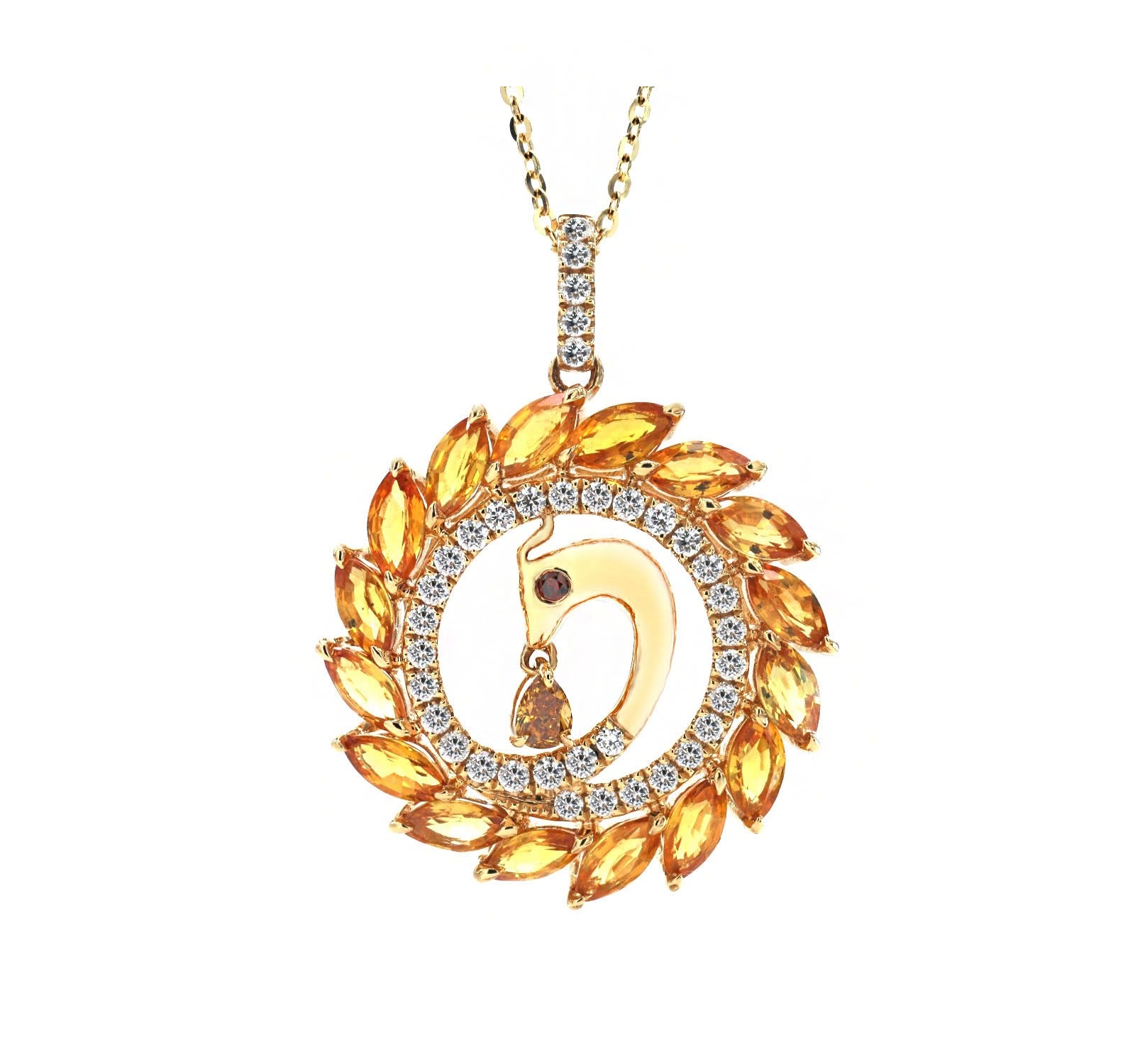 Yellow Sapphire and Diamond Pendant