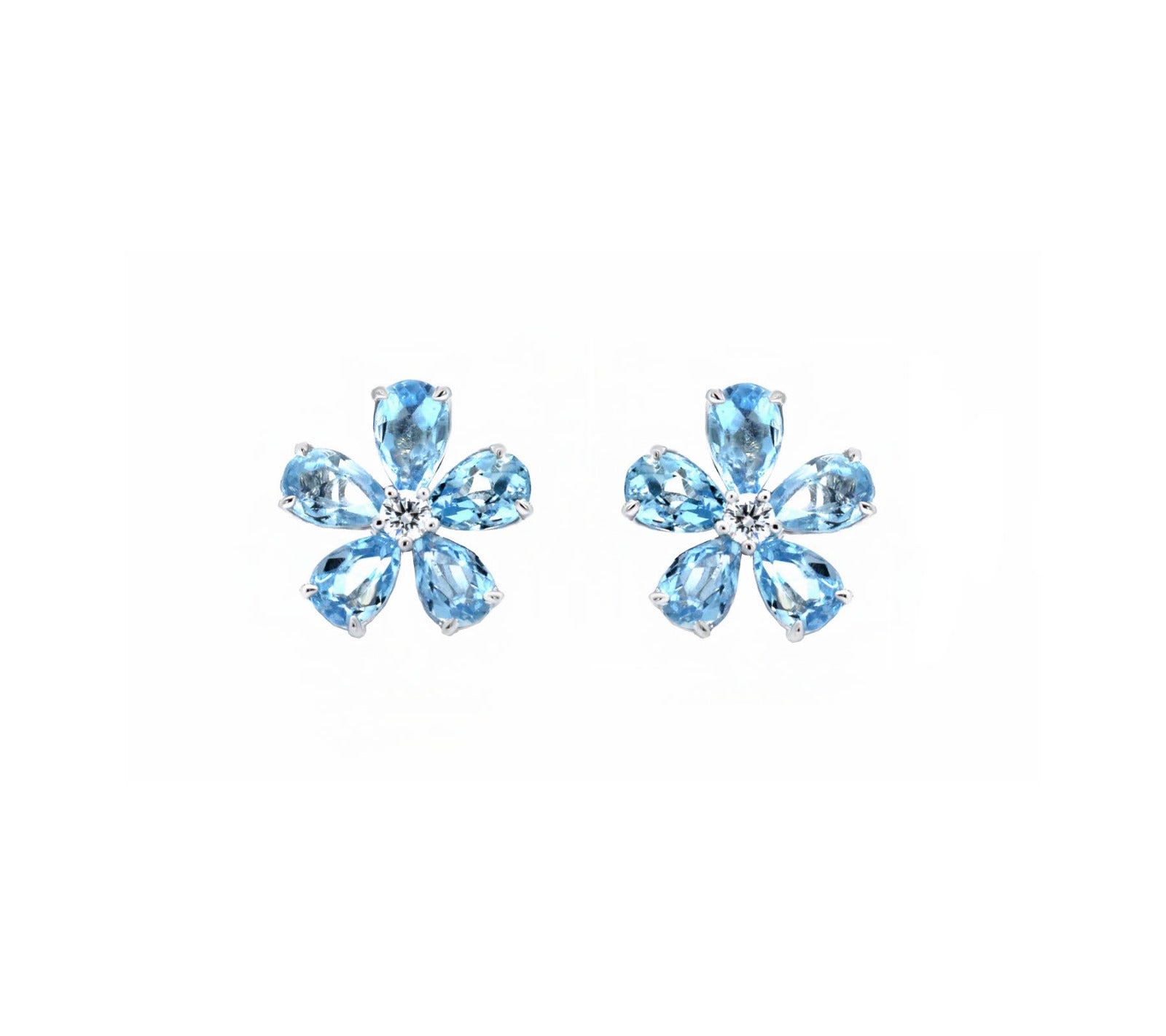 Natural Aquamarine and White Diamond Earrings