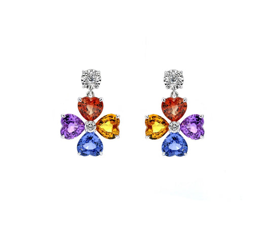 Colour Sapphire and Diamond Earrings