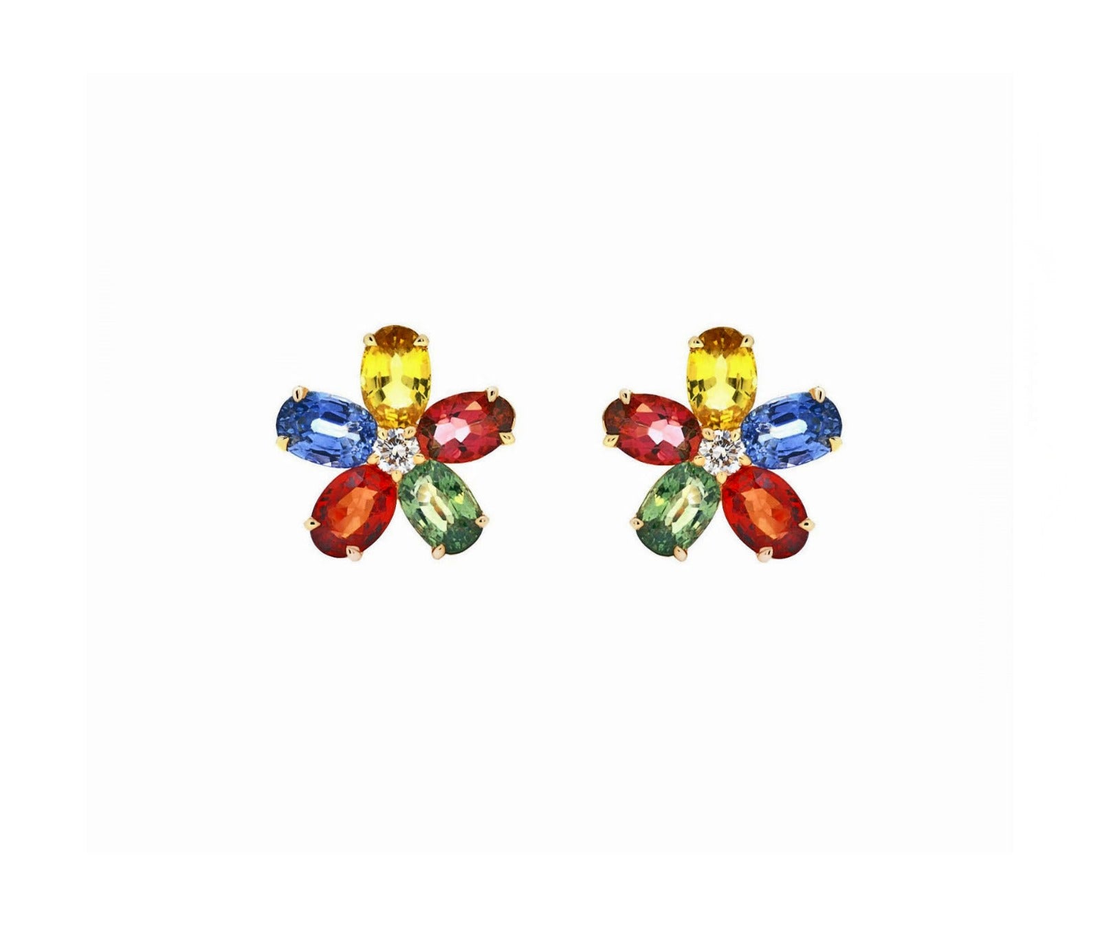 Colour Sapphire and Diamond Earrings