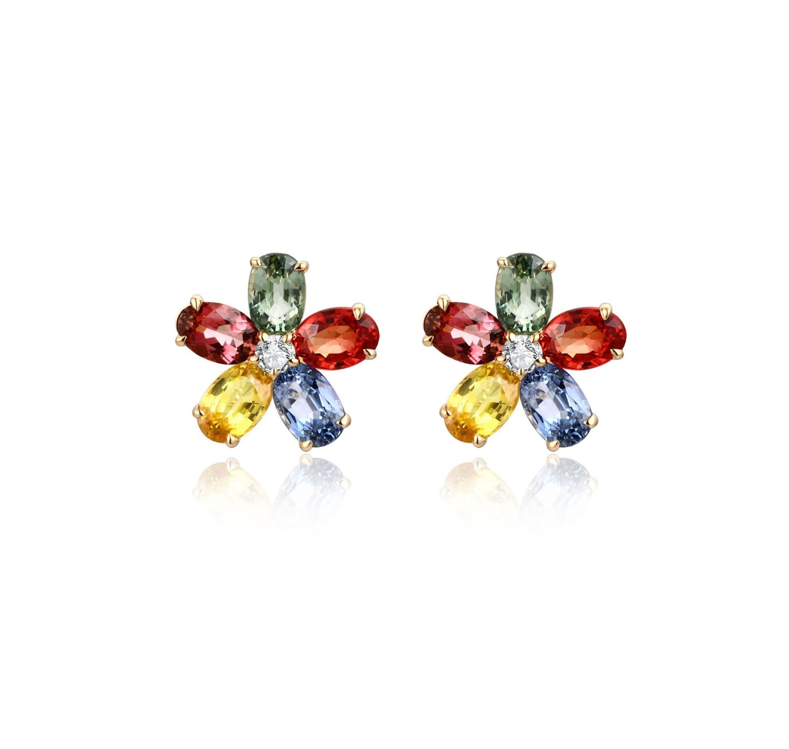 Colour Sapphire and Diamond Earrings