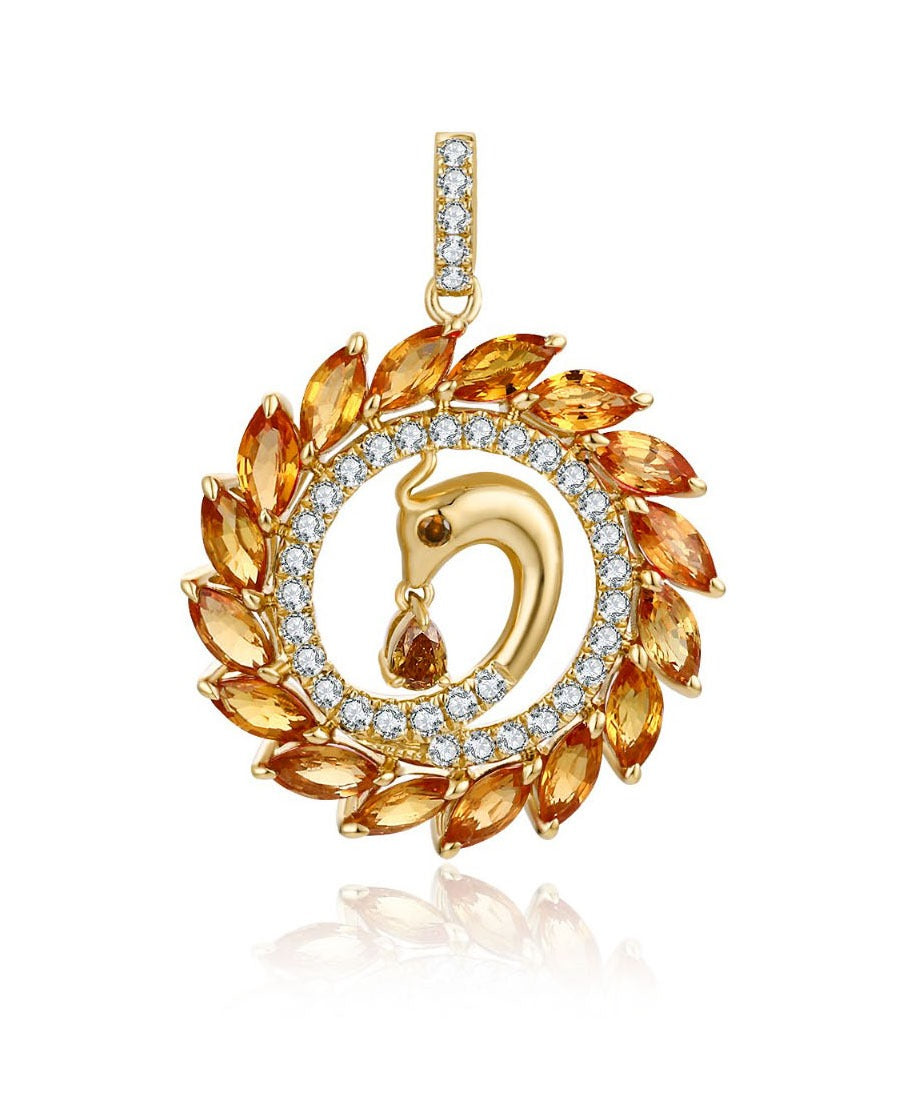 Yellow Sapphire and Diamond Pendant