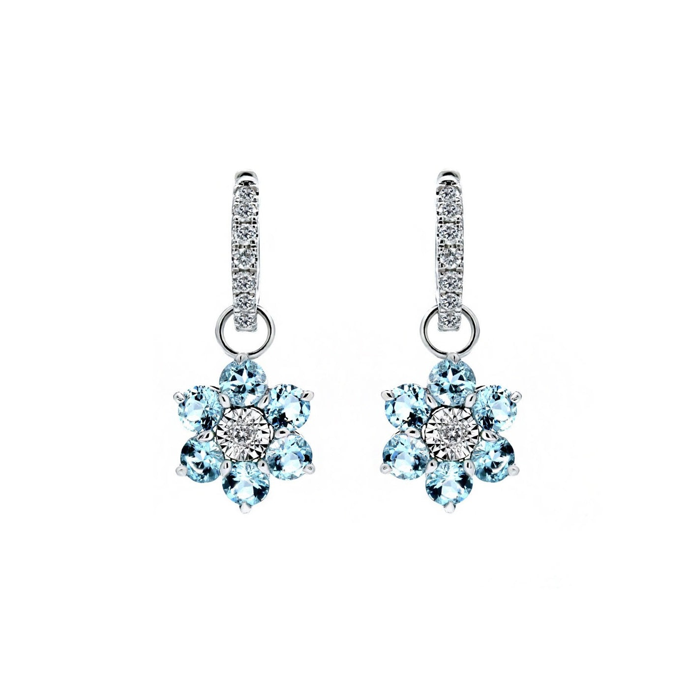 Aquamarine and Diamond Earrings