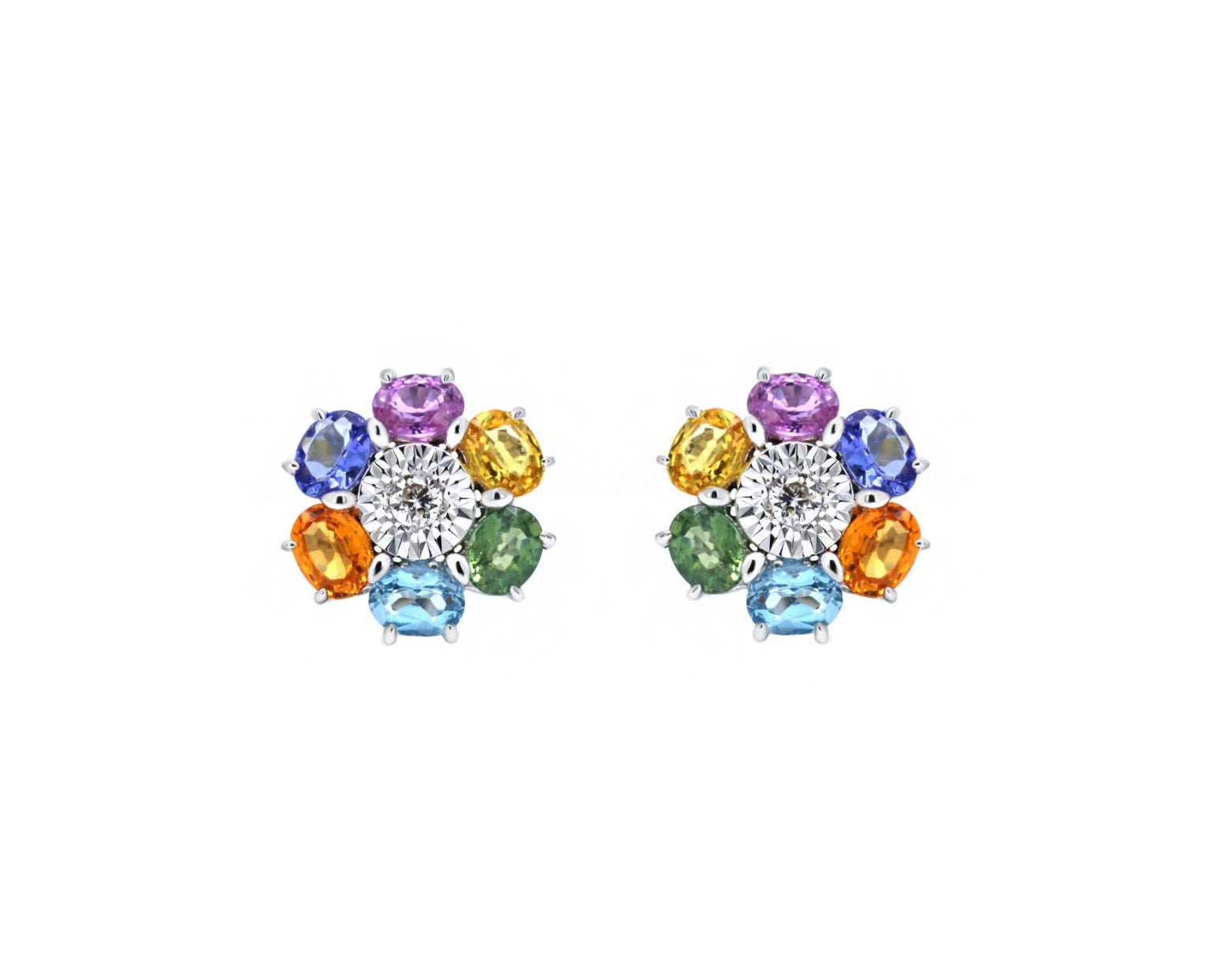 Colour Sapphire and Diamond Earrings