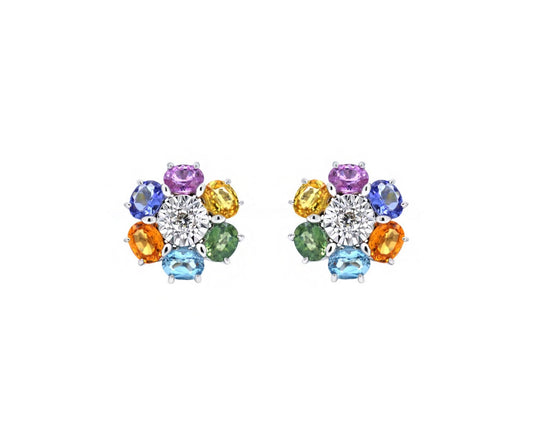 Colour Sapphire and Diamond Earrings