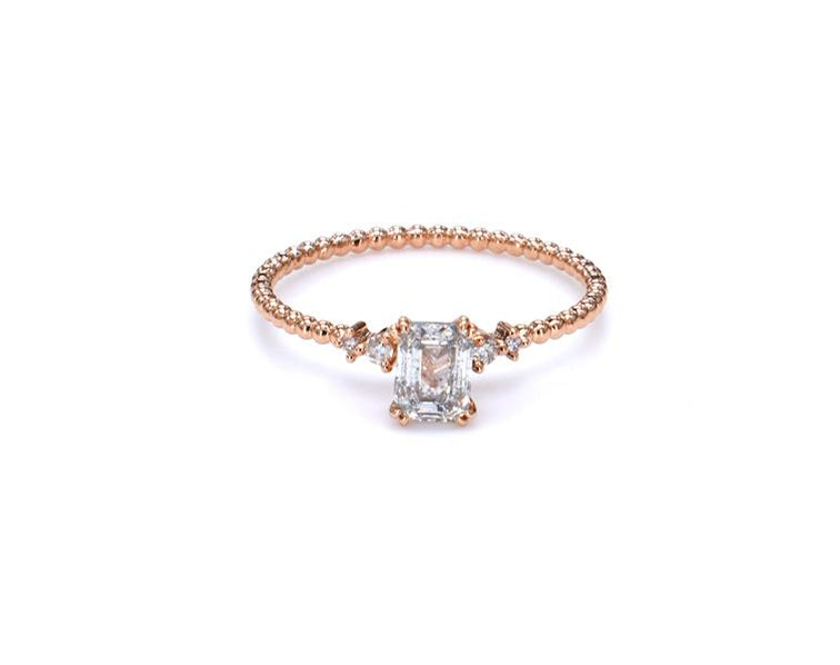 Emerald Beaded Diamond Ring