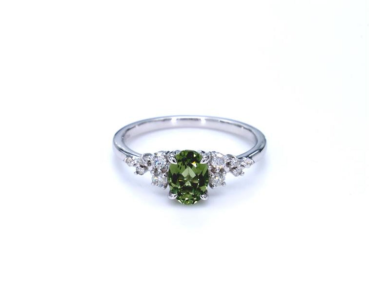 Green Sapphire Diamond Ring