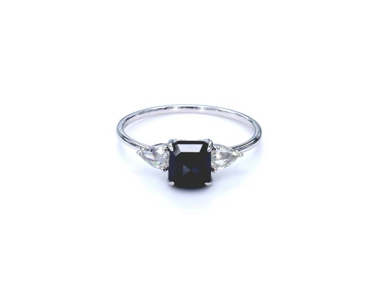 Cushion Black Diamond Ring