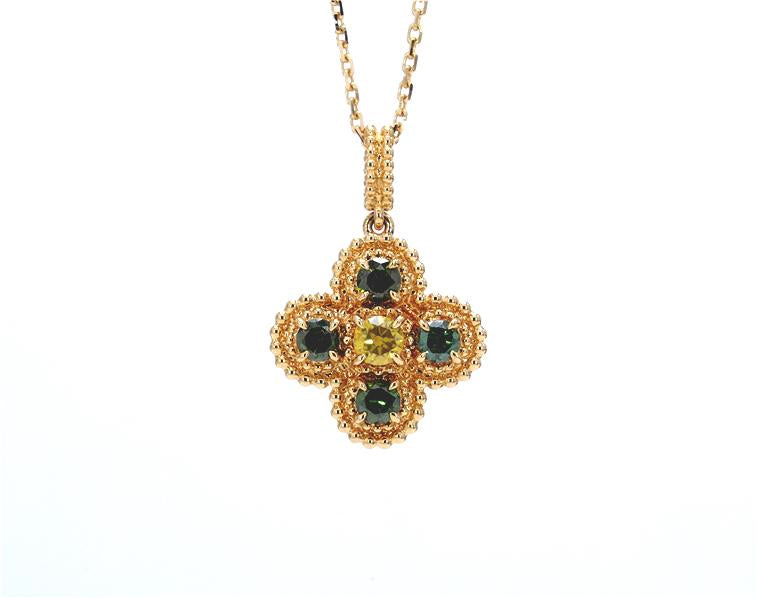 Beaded Multi Colour Diamond Pendant with Chain