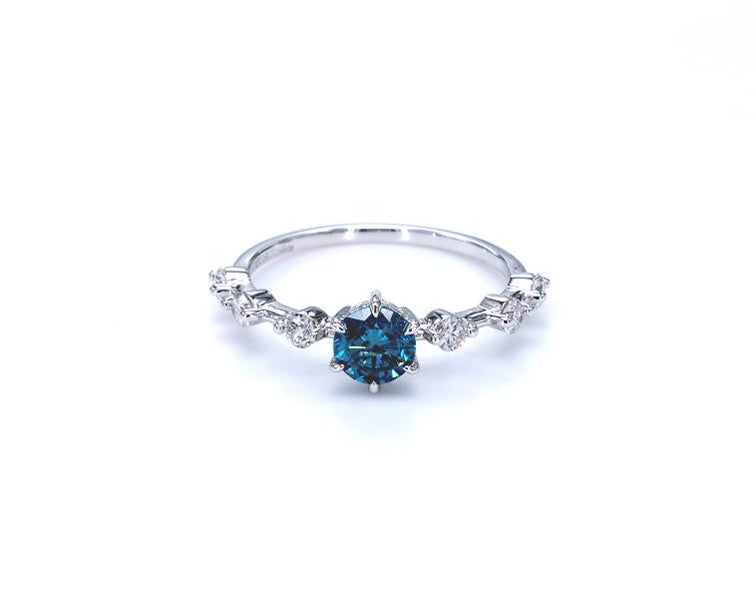 Blue and White Diamond Ring