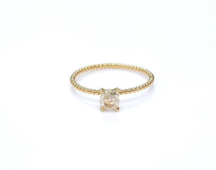 Light Yellow Cushion Diamond Ring