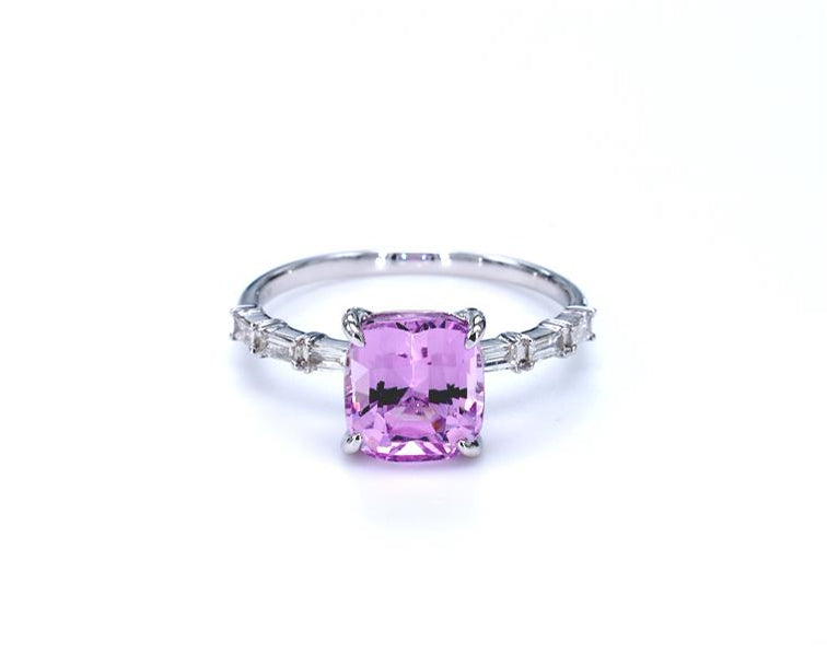 Natural Kunzite Diamond Ring