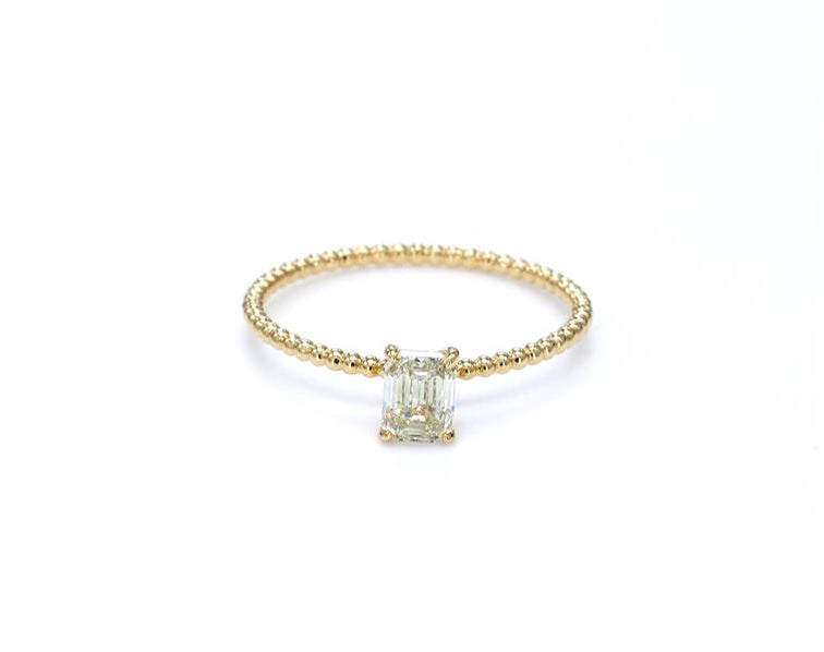 Light Yellow Emerald Cut Diamond Ring