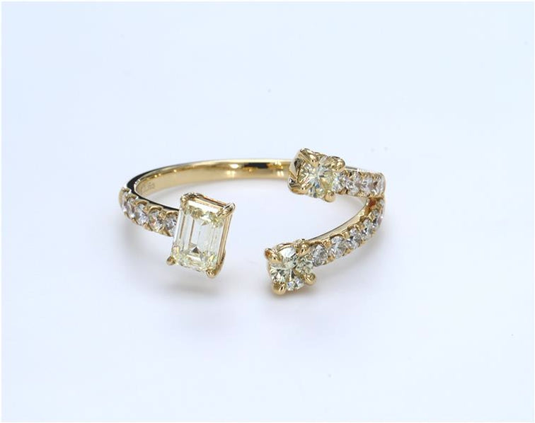 Multi Shape Light Yellow Diamond Ring