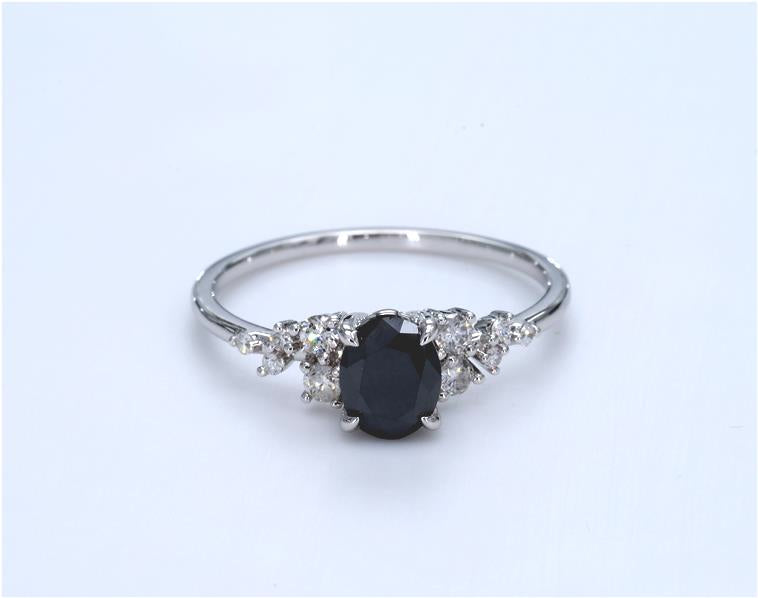 Natural Oval Black Diamond Ring