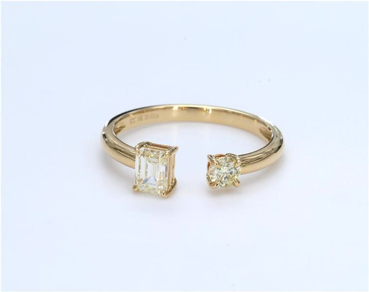 Multi Shape Light Yellow Open Diamond Ring