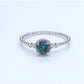 Round Blue Diamond Beaded Ring