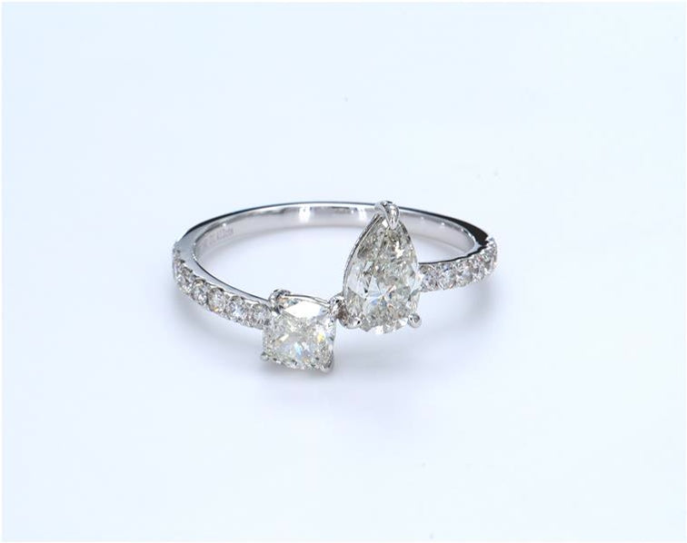 Cushion and Pear Designer Diamond Ring