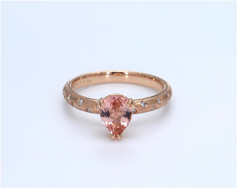 Morganite Sand Finish Diamond Ring