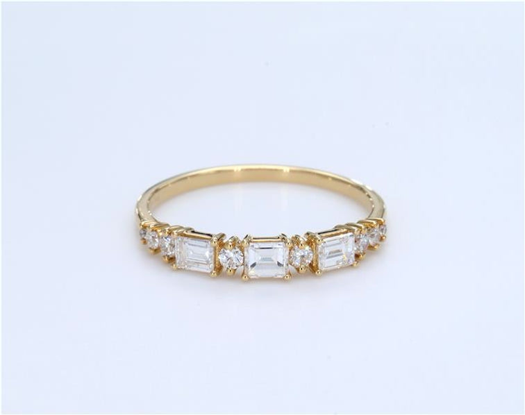 Baguette and Round Diamond Half Eternity Ring
