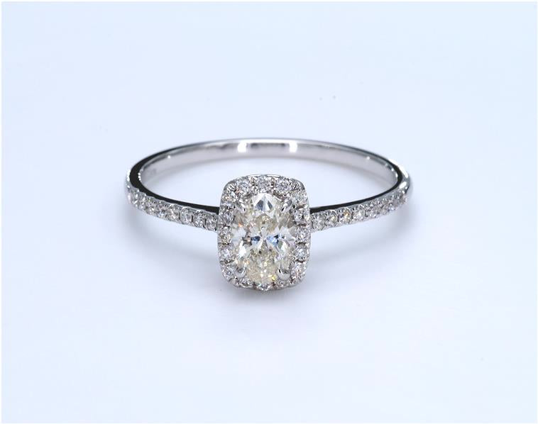 Halo Oval Half Eternity Diamond Ring