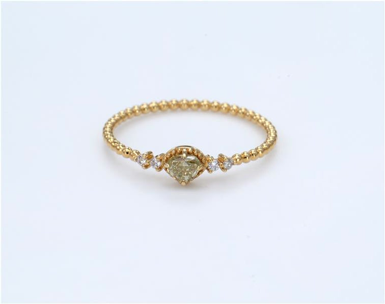 Yellow Diamond Beaded Ring