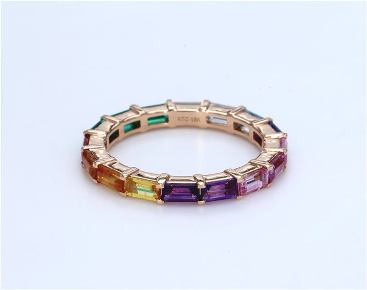 Multi Sapphire Baguette Eternity Ring