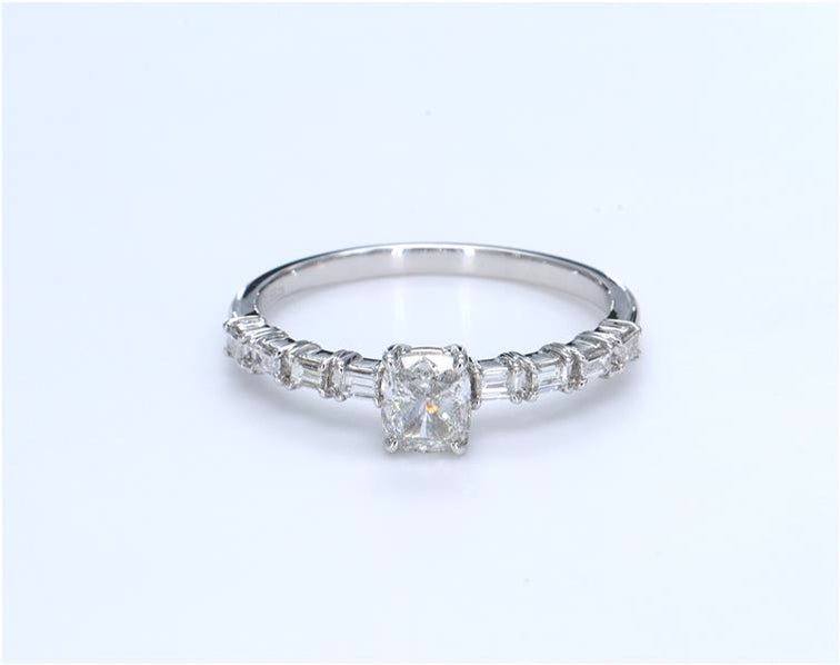 Cushion & Baguette Half Eternity Diamond Ring