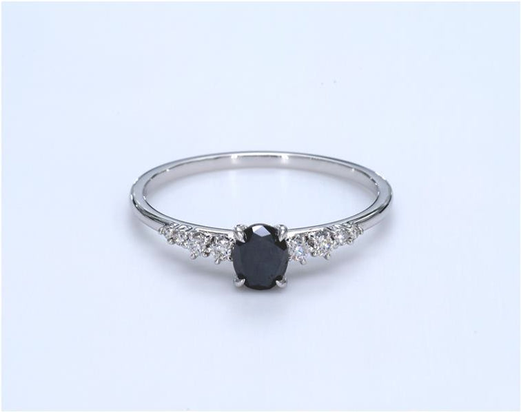 Oval Black Diamond Galaxy Ring