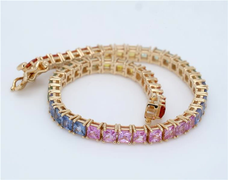 Rainbow Square Tennis Bracelet