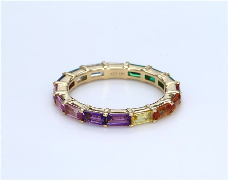 Multi Sapphire Baguette Eternity Ring