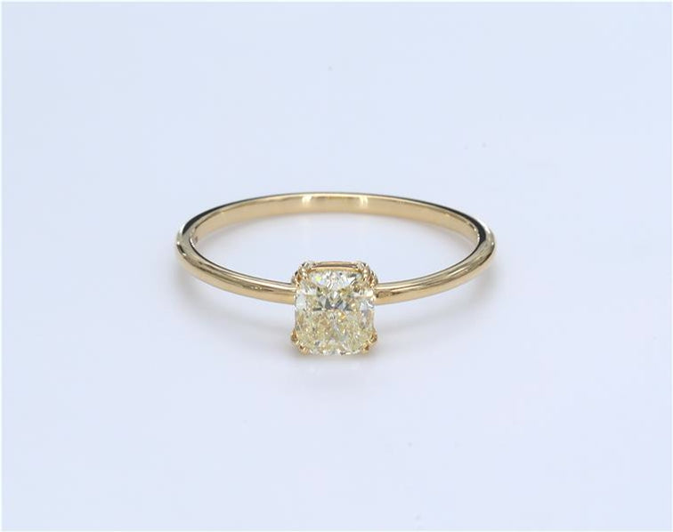 Cushion Light Yellow Simple Diamond Ring