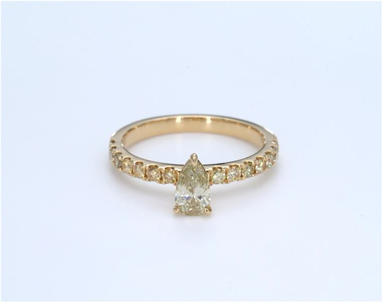 Light Pear Yellow Half Eternity Diamond Ring