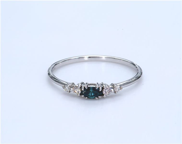 Marquise Blue Diamond Ring