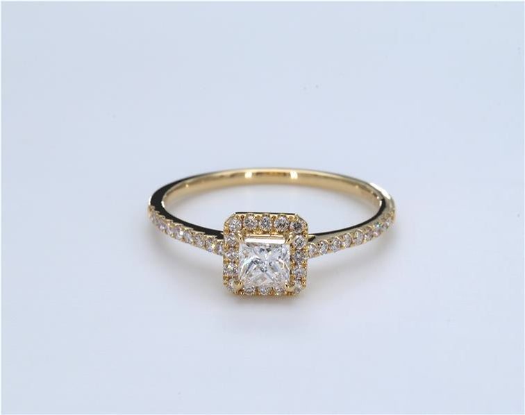 GIA Certified Princess Diamond Halo Ring