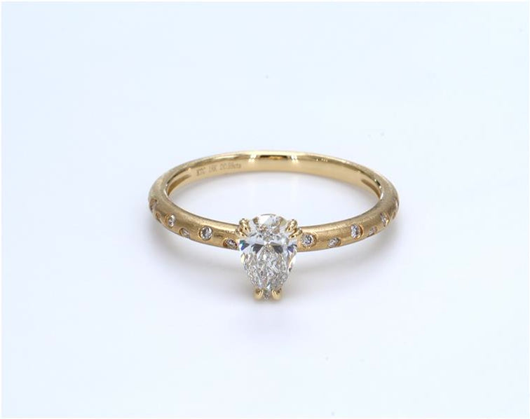 Pear Sand Finish Diamond Ring